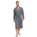 COLORFULLEAF Men's 100% Cotton Summer Robe Lightweight Long Bathrobe Breathable Knit Sleepwear Spa Robe with Pockets