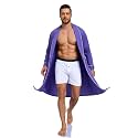 COLORFULLEAF Men's 100% Cotton Summer Robe Lightweight Long Bathrobe Breathable Knit Sleepwear Spa Robe with Pockets