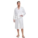 COLORFULLEAF Men's 100% Cotton Summer Robe Lightweight Long Bathrobe Breathable Knit Sleepwear Spa Robe with Pockets