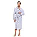 COLORFULLEAF Men's 100% Cotton Summer Robe Lightweight Long Bathrobe Breathable Knit Sleepwear Spa Robe with Pockets