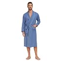 COLORFULLEAF Men's 100% Cotton Summer Robe Lightweight Long Bathrobe Breathable Knit Sleepwear Spa Robe with Pockets