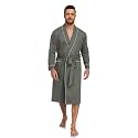 COLORFULLEAF Men's 100% Cotton Summer Robe Lightweight Long Bathrobe Breathable Knit Sleepwear Spa Robe with Pockets