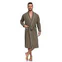 COLORFULLEAF Men's 100% Cotton Summer Robe Lightweight Long Bathrobe Breathable Knit Sleepwear Spa Robe with Pockets