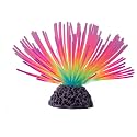 COLORLIFE Glow Rainbow Sea Urchin Aquarium Decor - Realistic Silicone Ornament with Weighted Base for Freshwater & Saltwater Fish Tanks