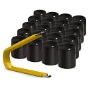 ColorLugs Vinyl Lug Nut Cover | Black | Flexible Fit Wheel Lug Nut Cap | Fits 19 mm | Pack of 20 | Includes Deluxe Extractor | Made in The USA