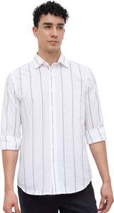 COLORPLUS Men Striped Casual White Shirt
