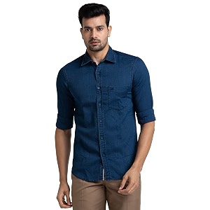 Colorplus Tailored Fit Medium Indigo Formal Shirt