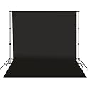 Black Screen with Background Stand, 8x9 Ft. Wide Black Backdrop with 9x9 Ft. Backdrop Stand Kit Includes Carry Bag