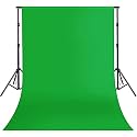Green Screen with Background Stand, 8x9 Ft. Wide Green Backdrop with 9x9 Ft. Backdrop Stand Kit Includes Carry Bag