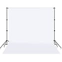 White Screen with Background Stand, 8x9 Ft. Wide White Backdrop with 9x9 Ft. Backdrop Stand Kit Includes Carry Bag