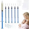 Colostrum Collector Kit Include 100pcs 1ml Sealed Breast Milk Collector No Needle Colostrum Syringes 5 Breastmilk Storage Bags and 1 piece 30 ml measuring cup with 100 Stickers (Blue)