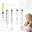 Colostrum Collector Kit Include 50pcs 3ml Sealed Breast Milk Collector No Needle Colostrum Syringes 5 Breastmilk Storage Bags and 1 piece 30 ml measuring cup with 50 Stickers