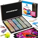 COLOUR BLOCK Soft Pastels for Artists - 100 Colors Square Chalk Pastels Set in Wooden Box - Vibrant Pigments Art Kit for Painting, Drawing, Sketching, Hobbyists.