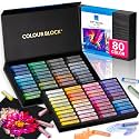 COLOUR BLOCK Soft Pastels for Artists - 80 Colors Square Chalk Soft Pastels Art Set in CARBON Box - Vibrant Pigments Art Kit for Painting, Drawing, Sketching, Hobbyist.