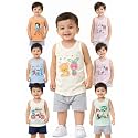 Coloured Junior Regular Fit Cotton Printed Sleevless Baniyan/Vest/Sando Innerwear for Kids/Boys Pack of 6