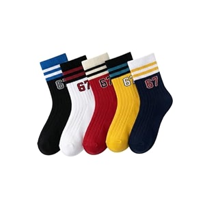colourful socks for kids crew length soft pure cotton lightweight amp breathable 1 to 9 years pack of 5 designer socks