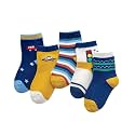 Colourful Socks for Kids, Crew length, Soft Pure Cotton, Lightweight &amp; Breathable, 1 to 9 Years, Pack of 5, Designer socks