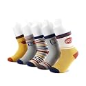 Colourful Socks for Kids, Crew length, Soft Pure Cotton, Lightweight &amp; Breathable, 1 to 9 Years, Pack of 5, Designer socks