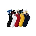 Colourful Socks for Kids, Crew length, Soft Pure Cotton, Lightweight &amp; Breathable, 1 to 9 Years, Pack of 5, Designer socks