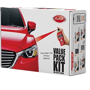 com-paint best car scratch remover kit - spray paint for hyundai i 20 rc colour polar white - made in india