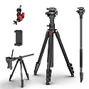COMAN 72" Overhead Tripod with Fluid Head, Max Load 11lbs for Camera Phone