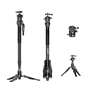 COMAN M1mini Carbon Fiber Monopod for Camera, 4-Section One-Button Lifting, Compact Portable Monopod with A32 Ball Head for Camera, Outdoor Travel Photography, Max Load 5kg, M1mini-A32
