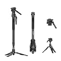 COMAN M1mini Carbon Fiber Monopod for Camera, 4-Section One-Button Quick Release, Portable Camera Monopod with V1 Fluid Head for DSLR Mirrorless Cameras, Max Load 5kg, (M1mini-V1)