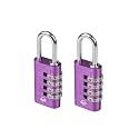 Combination Lock,4 Digit Gym Combination Padlock for School Lockers,Toolbox,Fence Gatev,Employee Locker(Purple 2-Pack)