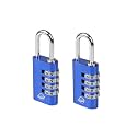 Combination Lock,4 Digit Gym Combination Padlock for School Lockers,Toolbox,Fence Gatev,Employee Locker(Blue 2-Pack)