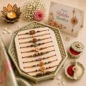 Combo of 10 Dora Rakhi Set for Brother, Bhaiya, Bhabhi for Rakhi/Rakshabandhan with Roli Chawal & Greeting Card | Premium Rakhi Hamper RKHMPR44