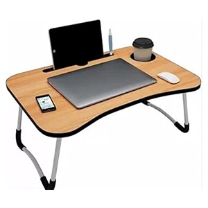 multipurpose foldable laptop table with cup holder table holder study table breakfast table foldable and portable ergonomic and rounded edges non clip legs laptop table