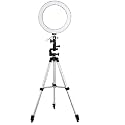 Combo of 210 CM (6.9 Feet) Metal Tripod With10 inch LED Ring Light and Metal Collar Lapel Microphone 3.5mm for Cell Phone, Baking, Craft, Calligraphy, Drawing, Online Lesson, Video Recording