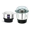 Combo Chutney Jar, Mixer Jar (180 Ml 400 Ml) Suitable For All Local & Branded Mixer Which Comes With 2 Lock & 4 Teeth Coupler - Silver