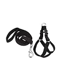 Combo Dog Adjustable Chest Belt Body Harness with Leash for All Breed Dogs and Puppies (Black) -Medium