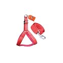 Combo Dog Adjustable Chest Belt Body Harness with Leash for All Breed Dogs and Puppies (Red) -Large