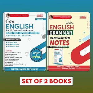 combo of entire english grammar handwritten notes amp entire english for all competitive exams  grammar  vocabs  comprehension  61 practice sets printed edition by adda247