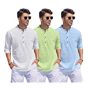 Combo of Men Solid Cotton Blend Straight