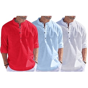 Combo of Men Solid Cotton Blend Straight