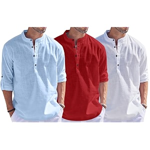 Combo of Men Solid Cotton Blend Straight