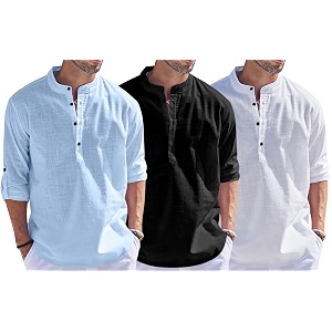 Combo of Men Solid Cotton Blend Straight