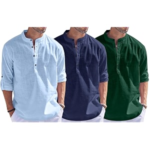 Combo of Men Solid Cotton Blend Straight
