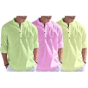 Combo of Men Solid Cotton Blend Straight