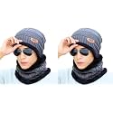 Combo Pack of 2 Woolen Cap Neck Warmer Set for Men and Women Winter Warm Hat &amp; Muffler Set Free Size Unisex Winter Accessories