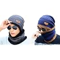 Combo Pack of 2 Woolen Cap Neck Warmer Set for Men and Women Winter Warm Hat &amp; Muffler Set Free Size Unisex Winter Accessories