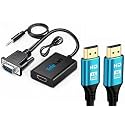 Combo VGA to HDMI Converter with 4k 1.5M HDMI Cable | Unidirectional (VGA to HDMI Only) | 1080P Full HD |Adapter for Laptop/PC to Monitor/Projector/TV Compatible | 1-Year Warranty