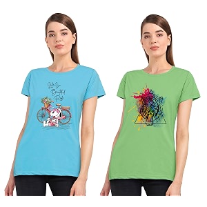 Combo Womens T-Shirts Cotton Half Sleeves Round-Neck
