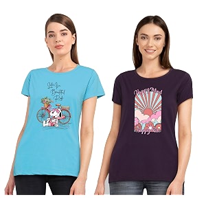 Combo Womens T-Shirts Cotton Half Sleeves Round-Neck