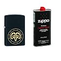 Combo of Zippo Aries Zodiac Sign Design Windproof Pocket Lighter and 12 oz. Premium Lighter Fluid