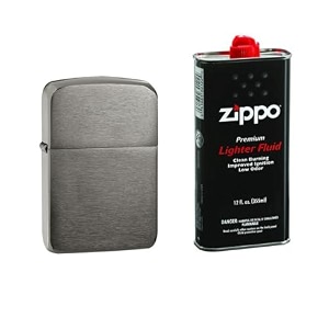 combo of zippo black ice 1941 replica windproof pocket lighter and 12 oz premium lighter fluid