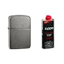 Combo of Zippo Black Ice 1941 Replica Windproof Pocket Lighter and 4 oz. Premium Lighter Fluid